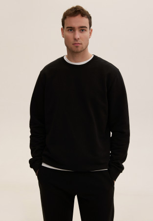 Black color men's basic three-thread sweatshirt  Black color men's basic three-thread sweatshirt